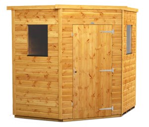 Power 6x6 Flat Roof Corner Garden Shed - Single Door